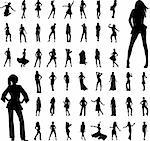 50 femmes de haute qualité silhouette - vector