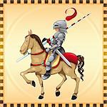 Knight and Horse with Background, cartoon and vector character