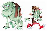 Ogre et Elf, dessin animé et vecteur de caractères