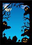 Spooky silhouette frame - color illustration.