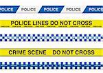 collection of five police tape with crime scene information