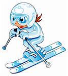 Sport Baby Skifahrer, Vektor und Cartoon Charakter