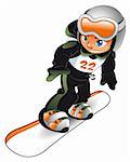 Baby Snowboarder, vector and cartoon sport character