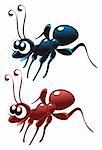 Two ants - cartoon and vector characters