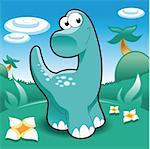 Brontosaurus, cartoon and vector illustration