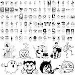 Halloween set of black sketch. Part 6. Isolated groups and layers.