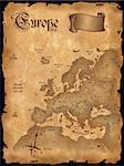 Carte de l'Europe dans le style rétro