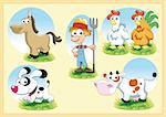 Farm Family. Vector and cartoon illustration