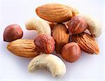 Nuts on a white background