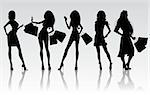 Shopping girls, vector