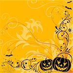 Halloween background with bat, pumpkin, element for design, vector illustration