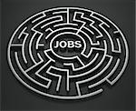 3d rendering of a maze with jobs written to symbolize searching for a job