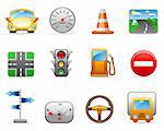 Icon set on a theme Transport and Road