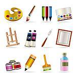 painter, drawing and painting icons -  vector icon set