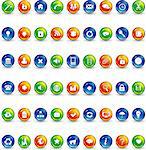 orange blue and green button icons