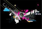 Vector illustration of abstract party design with urban music scene