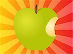 Apple Abbildung ganze grüne Frucht mit Biss