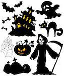 Set of Halloween silhouettes - vector illustration.