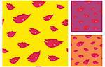 Perfect collection of seamless lips background. Artistic vector Illustration.