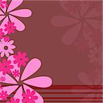 Retro flower background à rayures rose