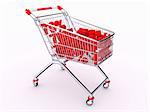 Hand cart with discounts on white background