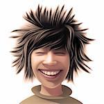 Boy with a wild hair style and a wide smile