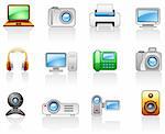 Set of icons on a theme Electronics_Computers_ Multimedia