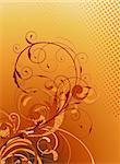 Vector illustration of orange Floral Decorative background