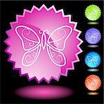 Set of 5 neon seal icons - butterfly.