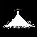 Wedding dress white on black