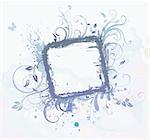 Vector illustration of blue Grunge styled Floral Decorative frame