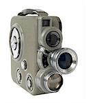 old 8mm movie camera on white background