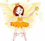 Cute fairy ballerina flying . All objects are separate gruops
