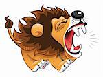 Barking lion. Funny cartoon and vector character