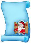 Blue parchment with Christmas window - color illustration.