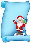 Blue parchment with Santa Claus 5 - color illustration.