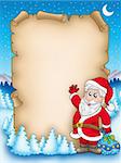 Christmas parchment with Santa Claus 5 - color illustration.