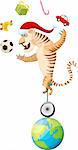 vector illustration of a funny juggle tiger