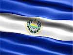 Flag of El Salvador, computer generated illustration with silky appearance and waves