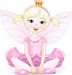 Little fairy ballerina sitting on a floor. All objects are separate groups