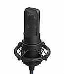 Black microphone isolated on white