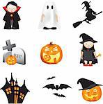 halloween illustration set of different cartoon elements