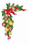 Christmas decoration garland with mistletoe fir-tree and balls