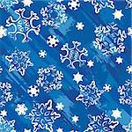 Seamless grungy background with snowflakes. Tiles can be combined seamlessly. Graphics are grouped and in several layers for easy editing. The file can be scaled to any size.