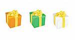 set of three colorful vector gift boxes different color