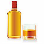 illustration vectorielle entièrement modifiable de bouteilles de whisky isolés et de verres