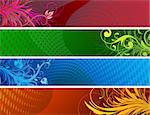 Vector illustration of Banners background. Colourful Abstract floral design set