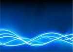 A vector illustrated   futuristic background resembling blue motion blurred neon light curves