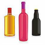 fully editable vector isolated alcohol bottles