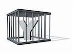 uppercase letter Y in a cage on white background - 3d illustration